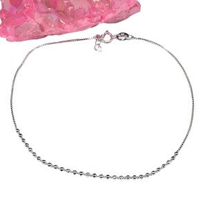 Ankle Bracelet Anklet Solid 925 Sterling Silver Beaded Box Chain